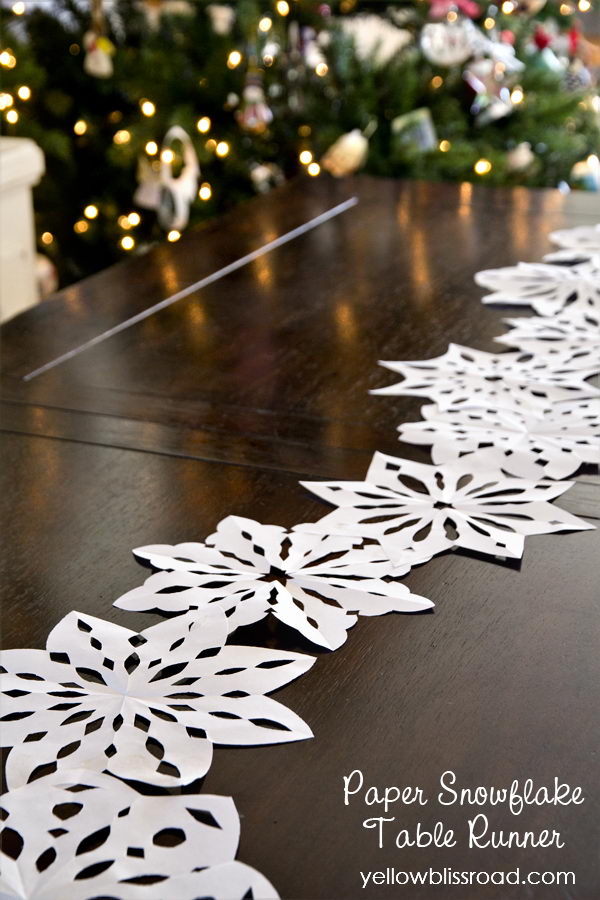 DIY Paper Snowflake Table Runner. 