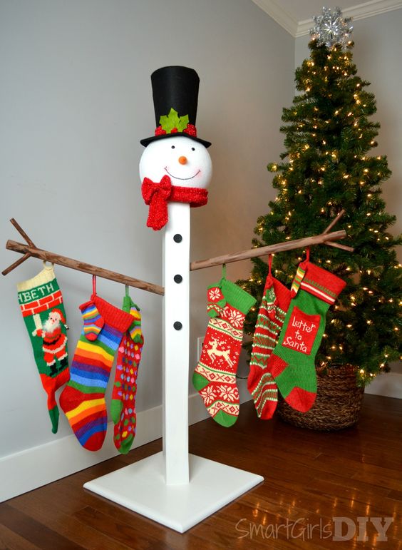 Snowman Christmas Stocking Holder. 
