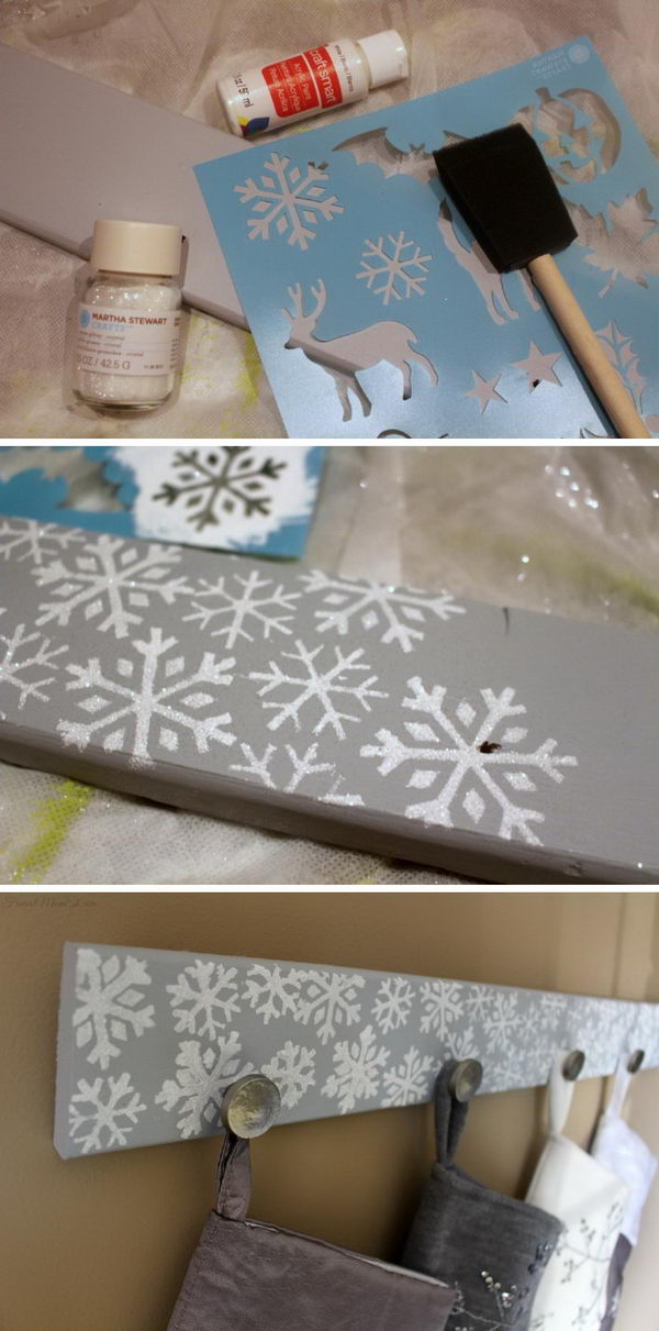 DIY Snowflake Christmas Stocking Holder. 