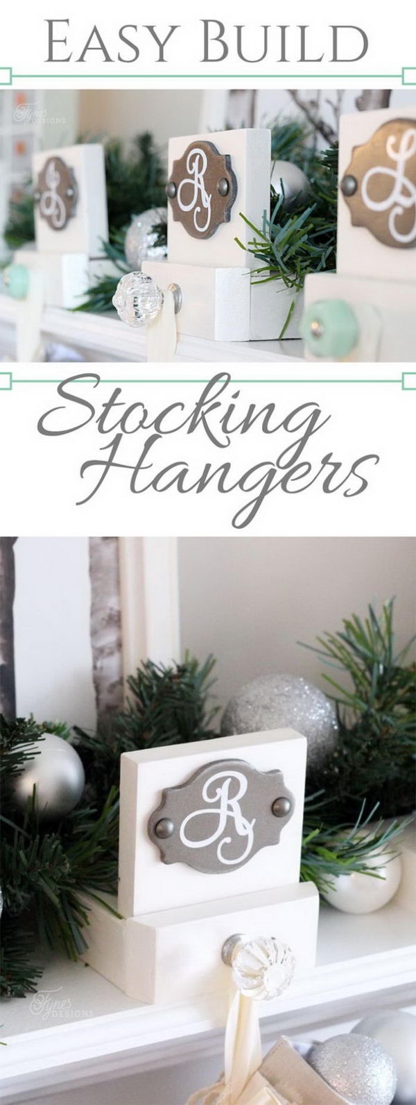 DIY Elegant Wood Stocking Hangers. 