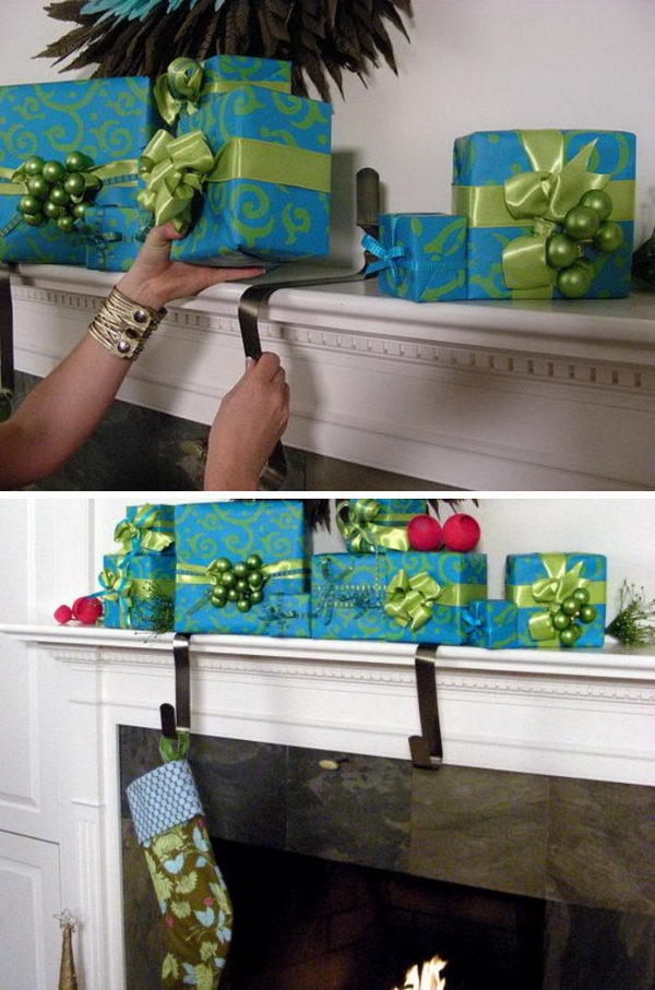 Wrapped Gift Stocking Holders. 