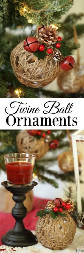 Glitter Twine Ball Ornaments. 