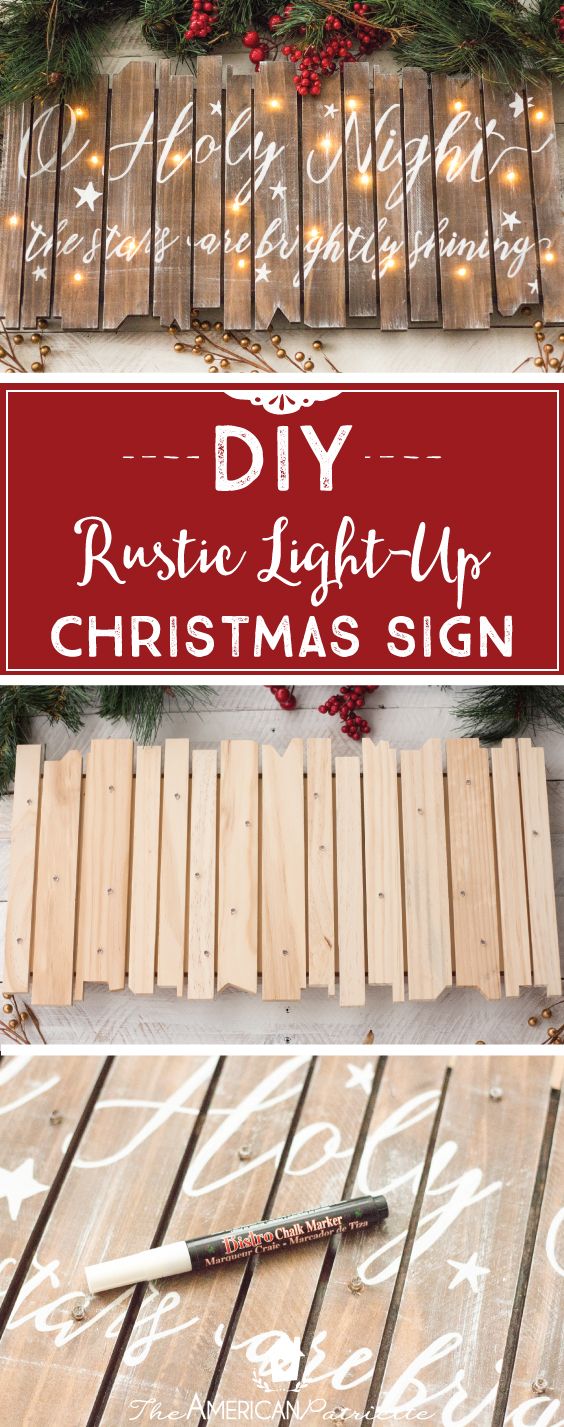 DIY Rustic Light-Up Christmas Sign. 