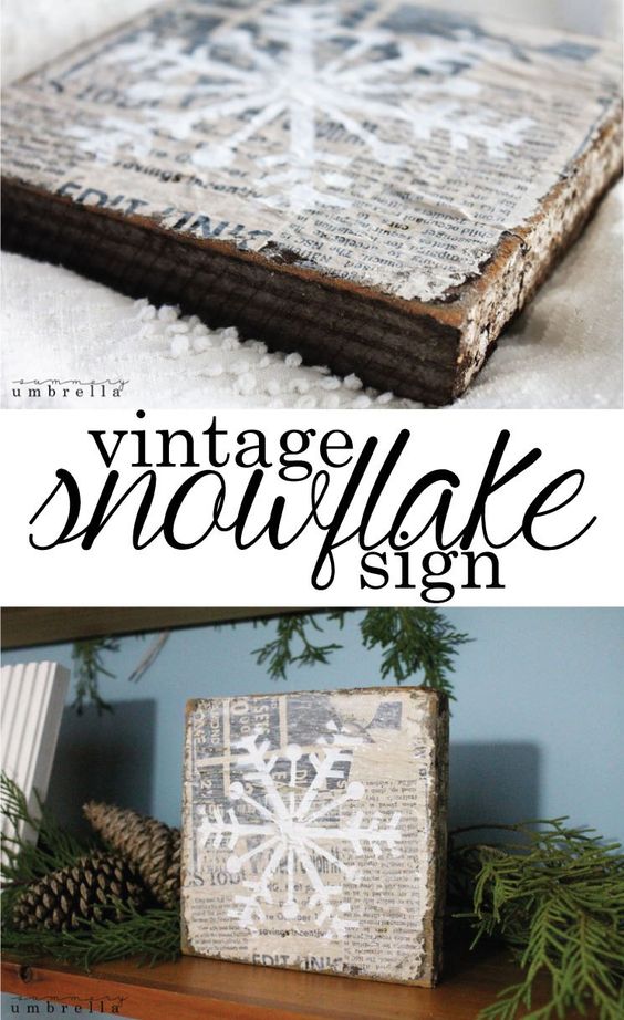 DIY Vintage Snowflake Sign. 