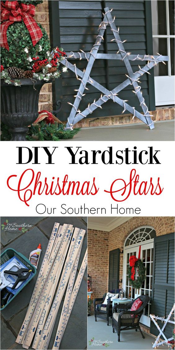DIY Weathered Yardstick Stars. 
