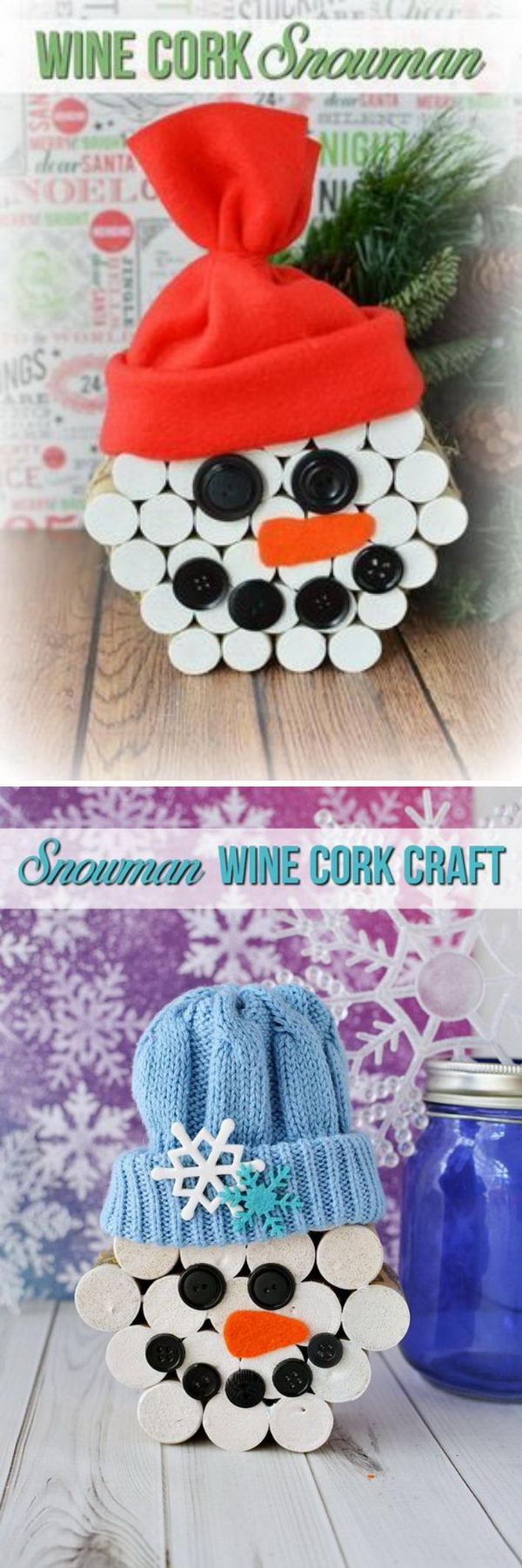 DIY Wine Cock Snowmen. 