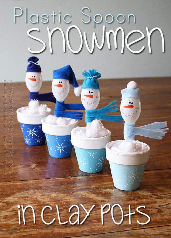 DIY Plastic Spoon Snowman. 