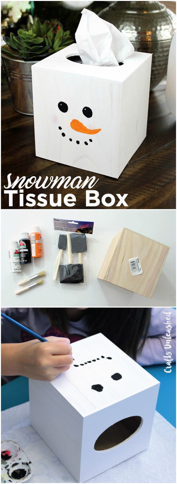 Tissue Box DIY Snowman Craft. 