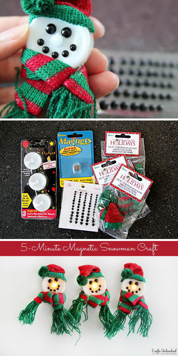 Magnetic Light-Up Snowman Crafts. 