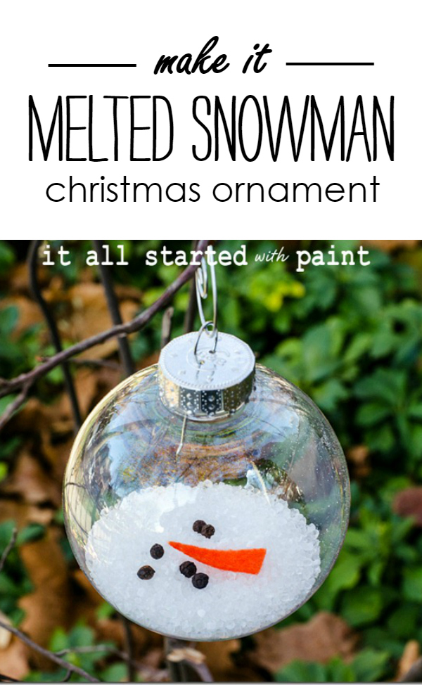 DIY Melted Snowman Ornament. 