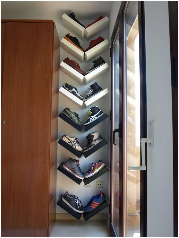 DIY Shoe Storage Created from IKEA Lack Shelves. 