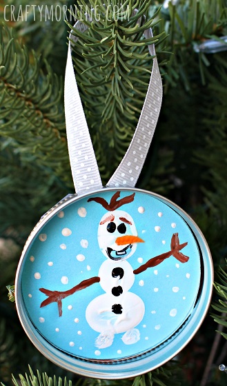 Fingerprint Frozen Olaf Christmas Ornament. 