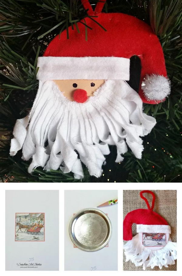 Mason Jar Lid Santa Ornament. 