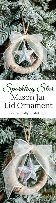 Sparkling Star Mason Jar Lid Ornament. 