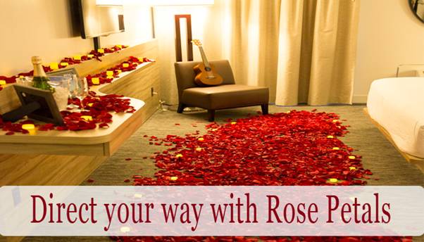 Valentine's Day Romantic DIY Arrangement with Rose Petals. 