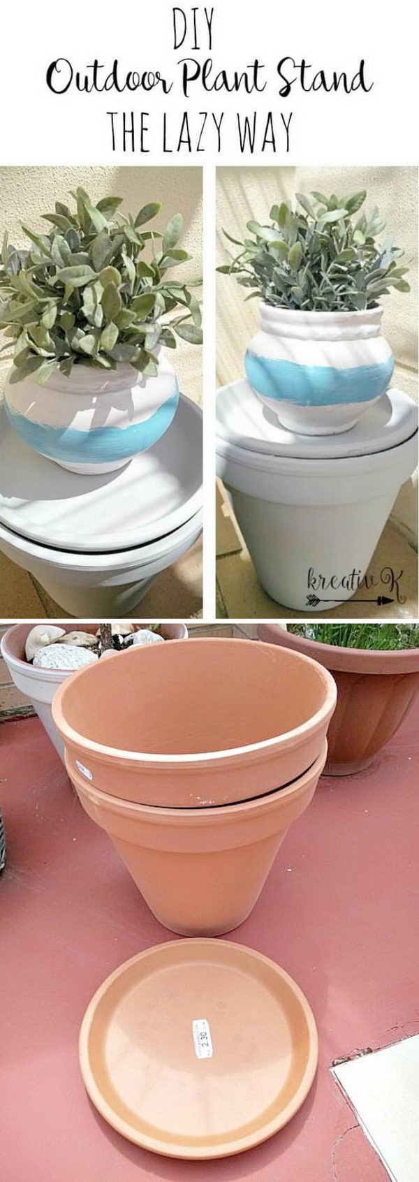 DIY Clay Pot Turned Plant Stand. 