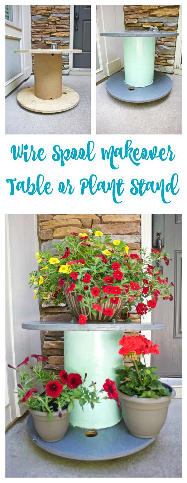 Wire Spool Table Plant Stand. 
