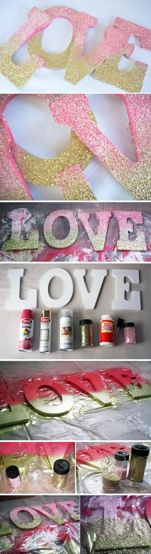 DIY Ombre Glitter LOVE Sign. 