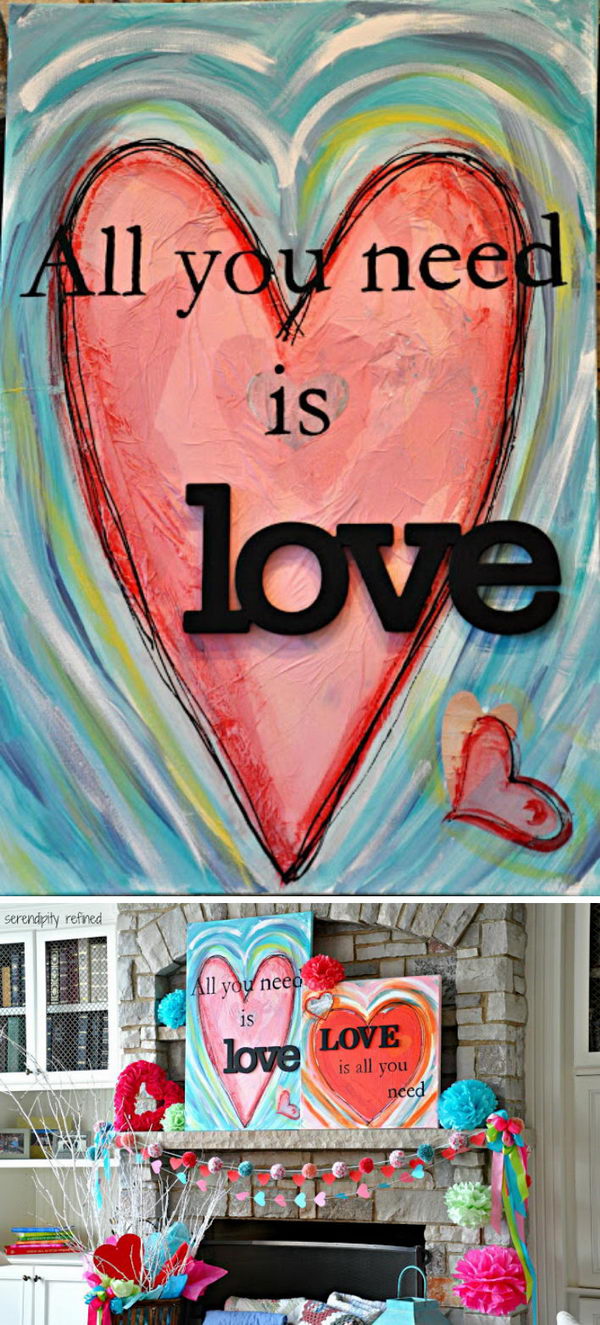 Valentines Day Heart Paintings. 