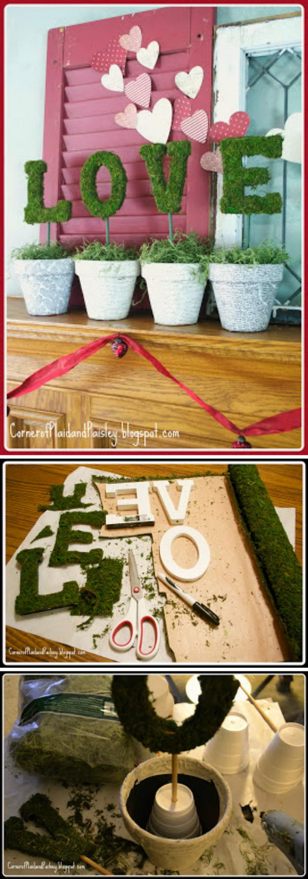 DIY Topiary Moss Love Letters. 