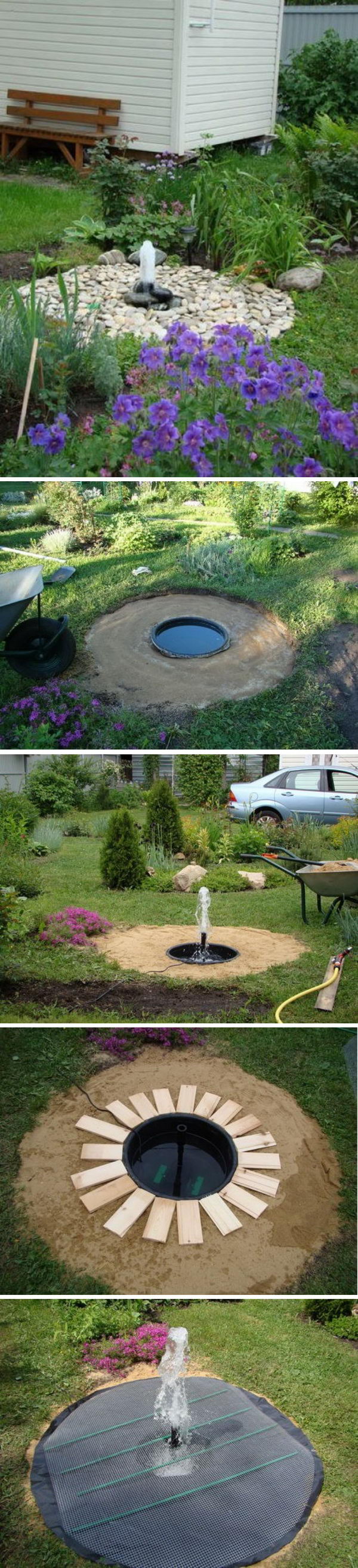 DIY Buried Bubbler Dry Fountain. 