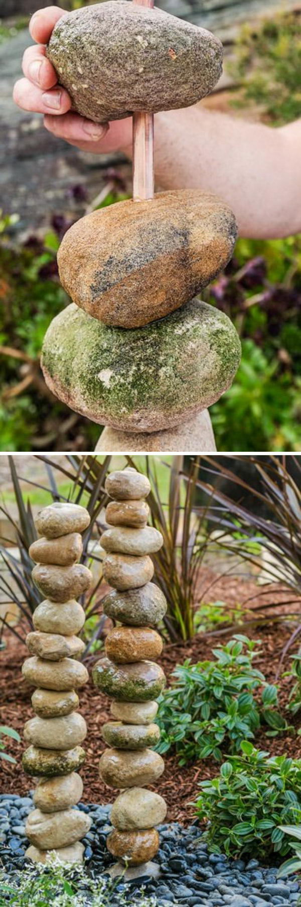 DIY Stacked Rocks Water Feature. 