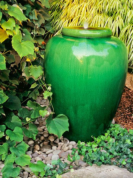 Green Urn Water Fountain. 
