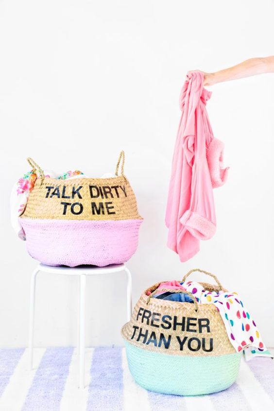 DIY Graphic Laundry Baskets. 
