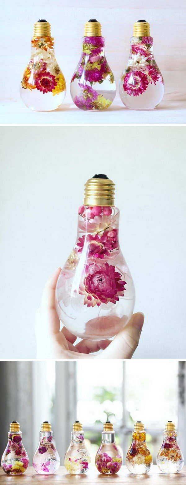 DIY Flower Light Bulb Vases. 