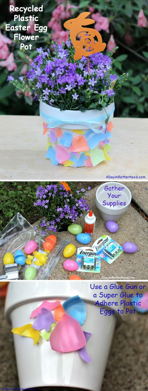 Recycled Plastic Easter Egg Flower Pot. 