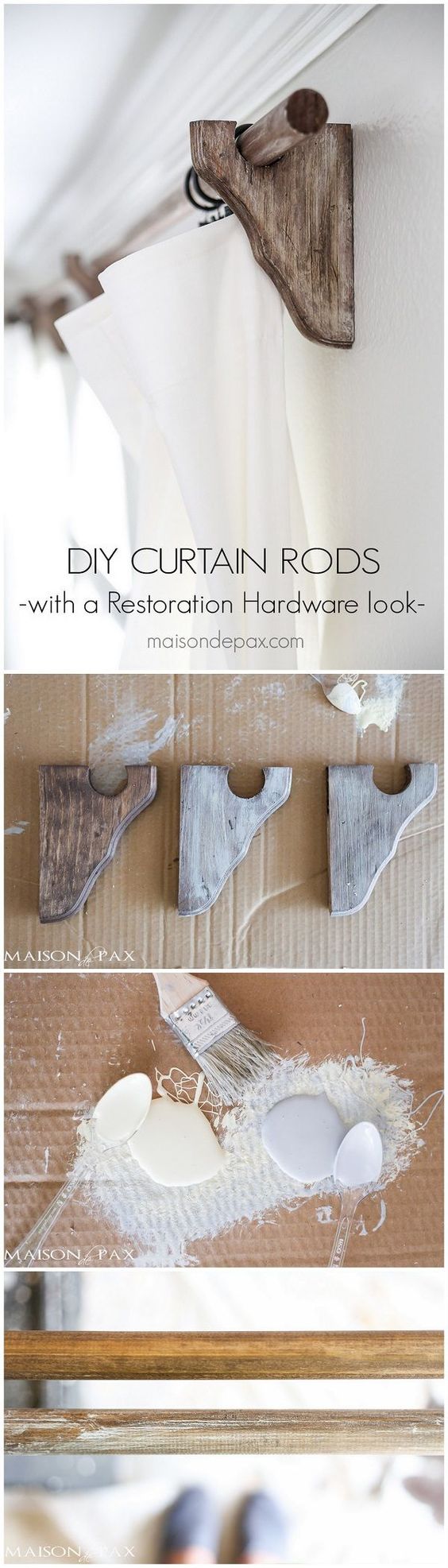 Wood Curtain Rods with a Restoration Hardware Look. 